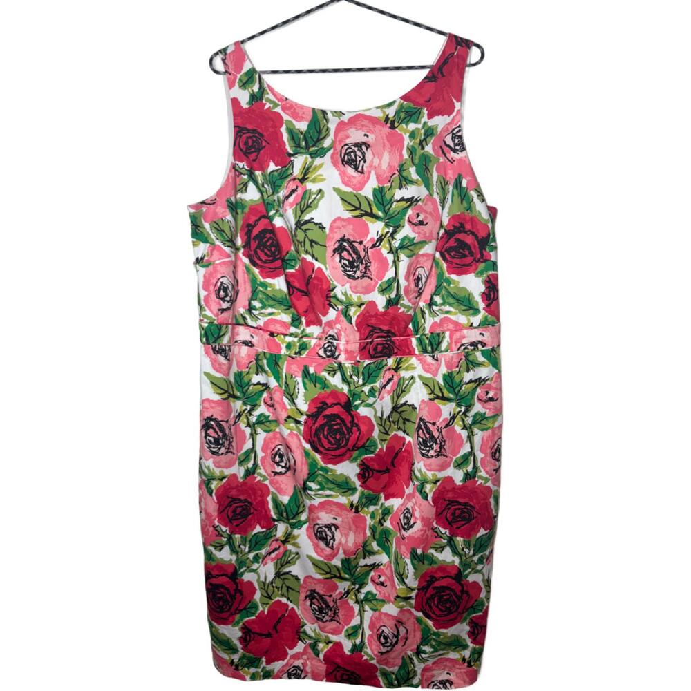 Talbots Women's Sz 16w Sleeveless Rose Floral Patterned Shift Dress(1904)